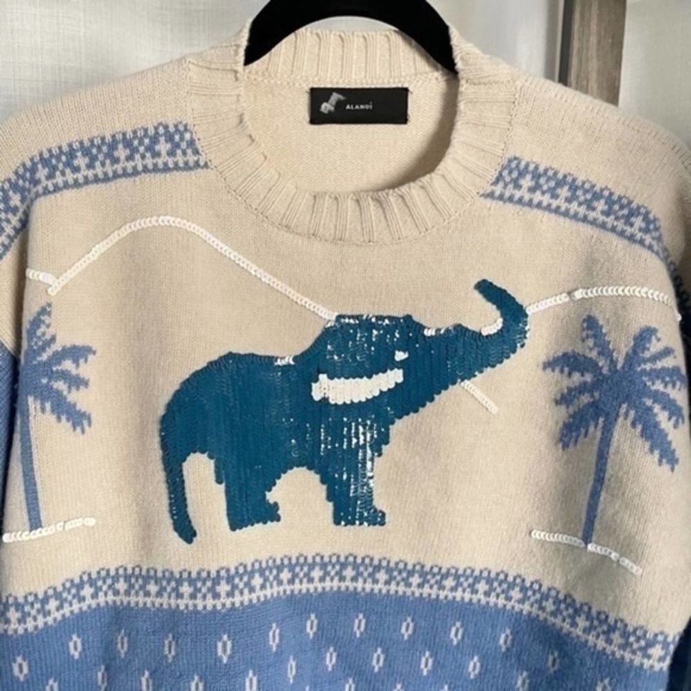 🆕 Alanui Wool & Cashmere Runway Designer Elephant Sequins Sweater - Picture 5 of 12